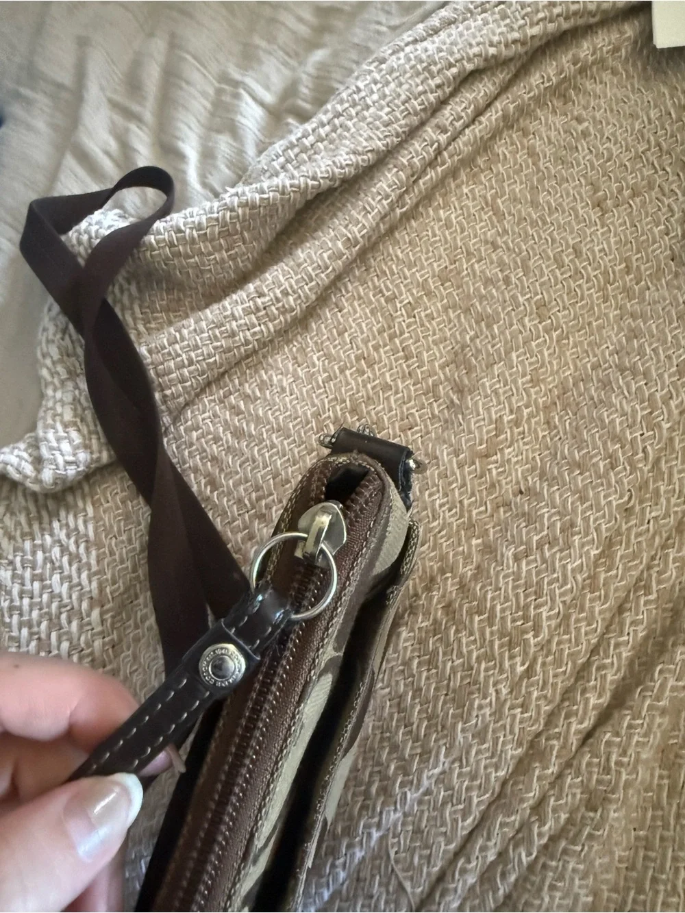 Vintage Coach Signature Canvas Brown Crossbody Bag